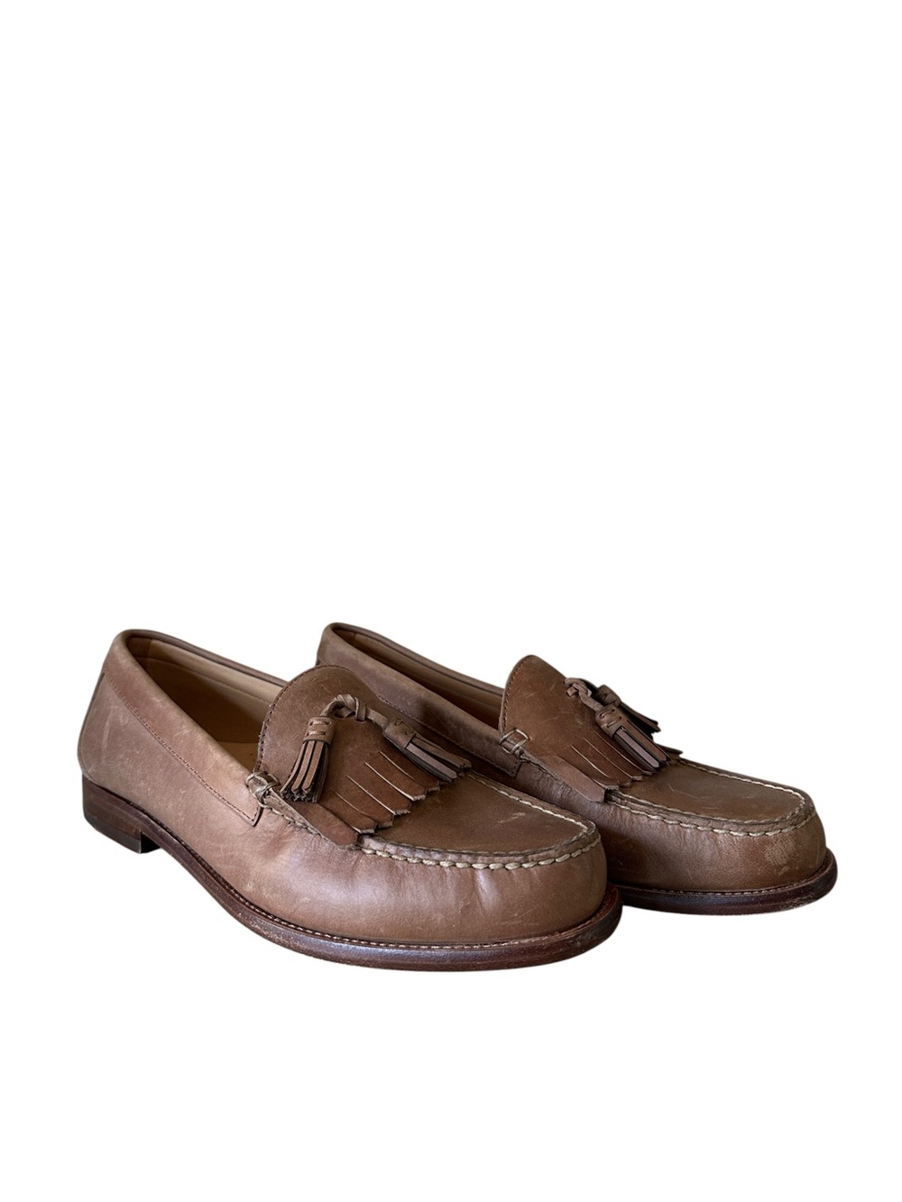 Brooks Brothers Edison Tassel Fringe Leather Slip-On Loafers in Brown